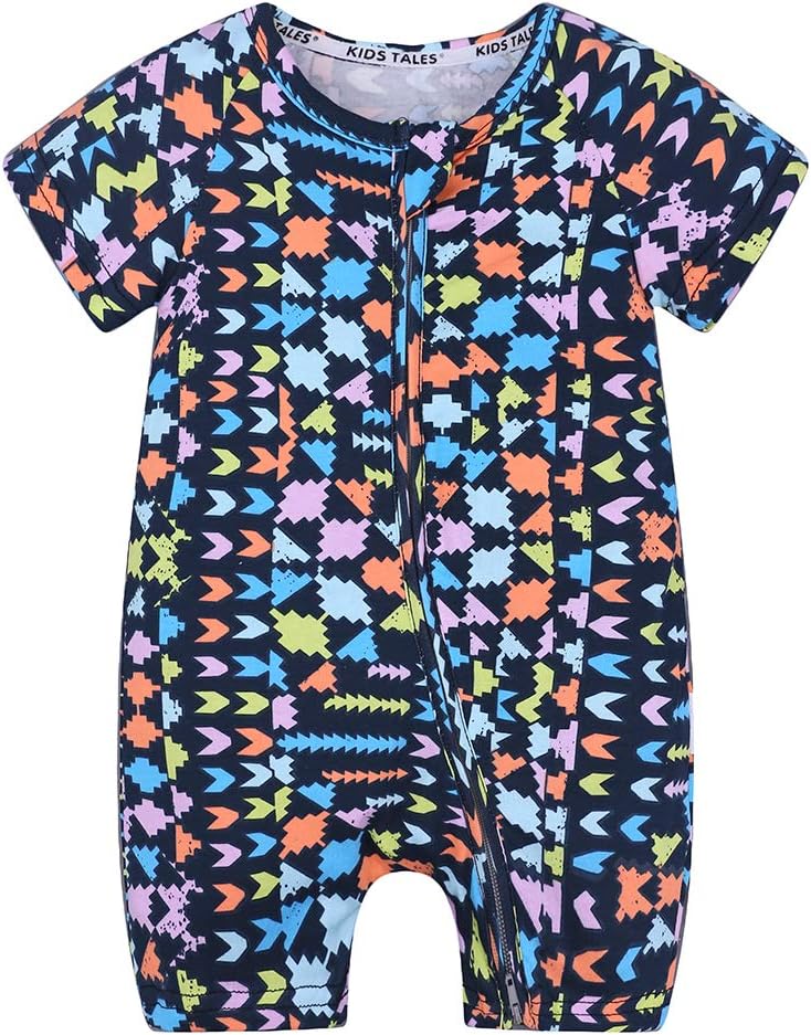 Kids Tales Summer Baby Boy Short Sleeve Pineapple Pajamas Cartoon Zipper Romper