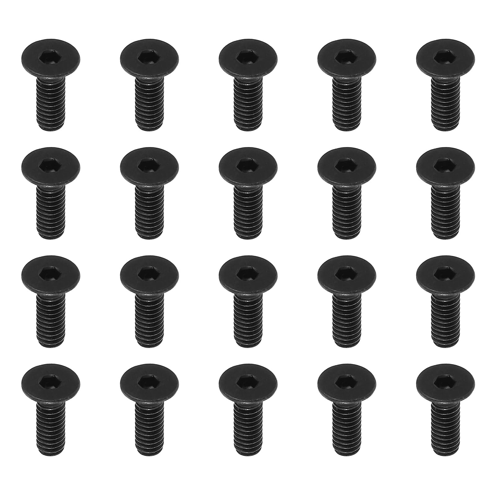 PATIKIL #8-32 x 1/2 Inch Flat Head Socket Cap Screws, 20 Pack Flat Countersunk Bolts Hex Socket Drive Machine Screws Full Thread Coarse Thread UNC Black Oxide Grade 10.9 — image 1