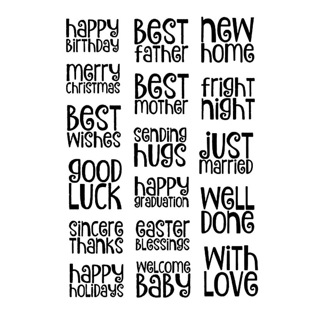 Congratulation Happy Birthday Just Married Happy Holiday Hugs New Home Greeting Words Transparent Silicone Durable DIY Clear New Stamps for Card Making and Scrapbooking Handmade Craft Photo Album