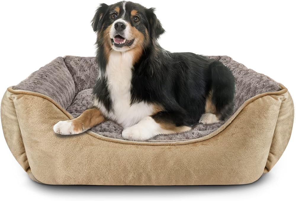 JOEJOY Extra Large Dog Bed Rectangle Washable Plush Beige 80lb Safe Sleep