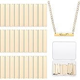 Yaomiao 30 Pieces Rectangle Metal Stamping Blank Bar Brass Tag Pendant Stamping Blank Bar Pendant Charm Horizontal Name Tag with Storage Box for DIY Bracelet Necklace