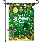 St Patrick's Day Garden Flag Double Sided Shamrock Pattern Decorative Flag 12x18 Inch for Holiday Lawn Outdoor (T1)