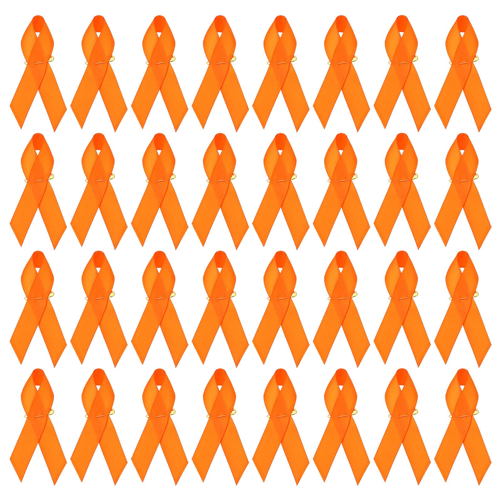 PATIKIL 50 Pieces Orange Polyester Ribbon Satin Pins, Awareness Ribbon Satin with Safety Pins