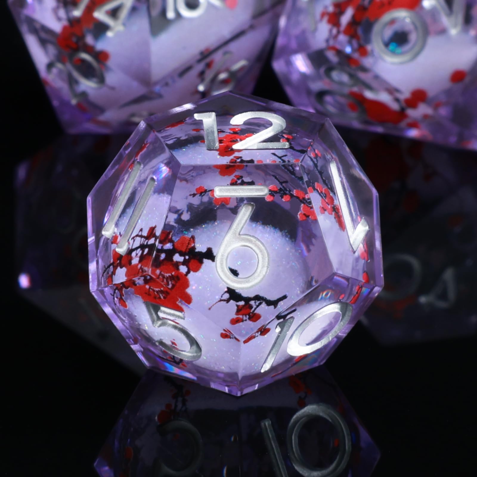 ORUZA 7 PCS Liquid Core DND Dice Resin Sharp Edge Dice Polyhedral D&D Dice Set for Dungeons and Dragons RPG MTG Role Playing Game Dice D20 D12 D10 D8 D6 D4 D%