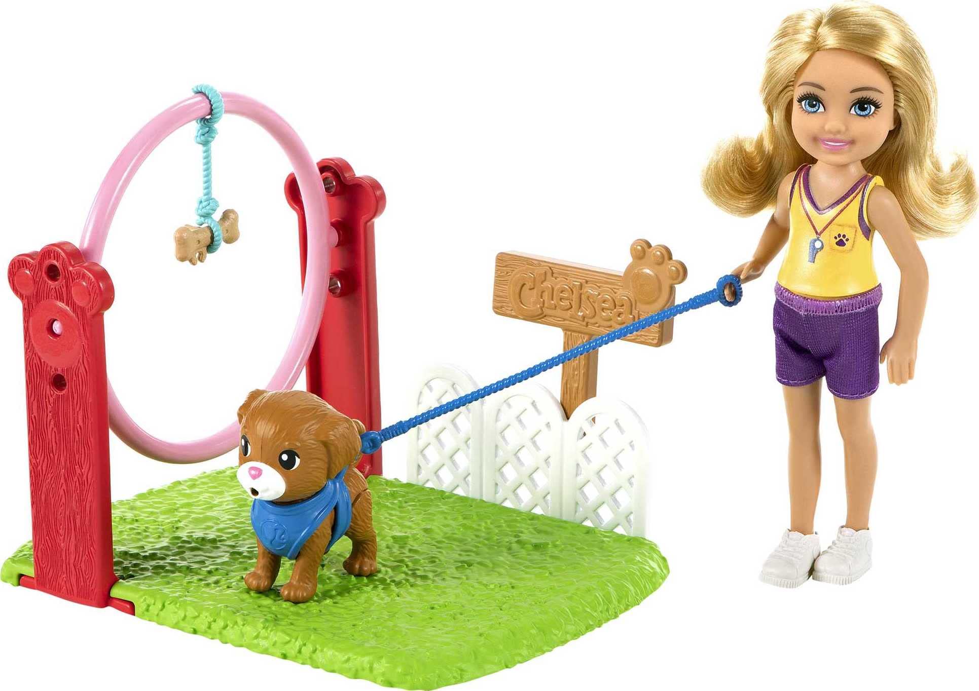 Barbie GTN62 Chelsea Can Be Blonde Chelsea Doll & Dog Trainer Playset, 15.0 cm*5.0 cm*14.0 cm