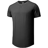 Idtswch Mens Tall T Shirts Lightweight Cotton Longline Short Sleeve T-Shirt Tee