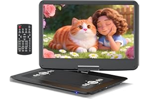 WONNIE 18" Portable DVD Player with 15.6" Large HD Swivel Screen, 6 Hours Rechargeable Battery, DVD Player Portable Support M