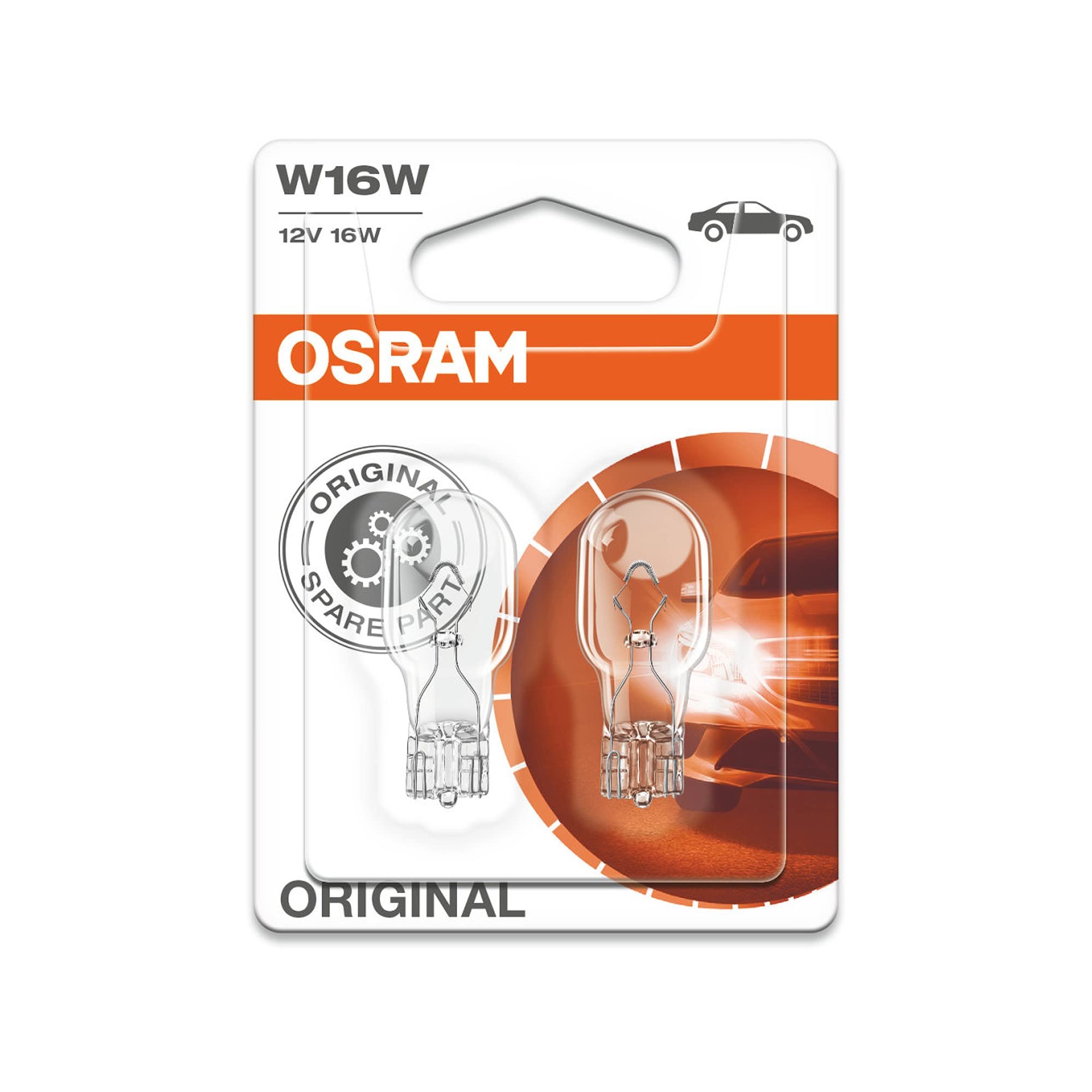 OSRAM Original Equipment quality W16W-921-02B bulbs in a twin blister pack - Transparent