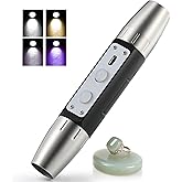 Lumirio Gemstones UV Flashlight, Super Bright Gem Tester for All Stones, Rechargeable Jade Jewelry Test Light, Yellow White UV 365nm 395nm Flashlight for Gem Stones Wooden Jewelry