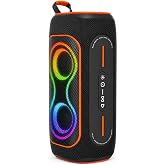Musibaby Black 80W Portable Bluetooth Speaker, IPX5 Outdoor Speaker | 80W Bluetooth speaker with RGB lights, FM radio, TF card &amp; AUX for outdoor use