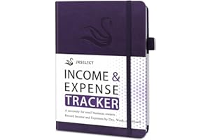 JXSELECT Elegant Income and Expense Tracker Notebook – Accounting Ledger Book for Small Business Owners – Income and Expense Log Book with – Undated Bookkeeping Record Book, 5.7″ x 8.5″ (Purple)