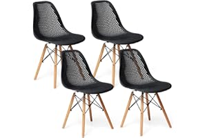IFANNY Dining Chairs Set of 4, Modern Kitchen Chairs with Mesh Seat Base, Ergonomic Backrest & Wood Legs, Plastic Dinner Chai