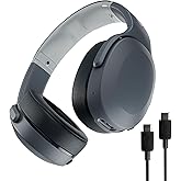 Skullcandy Crusher Evo Wireless Bluetooth Headphones with Extra USB-C Charging Cable, Multi-Sensory Bass, Noise Isolating Over-Ear Fit, 40 Hours Battery, Microphone for iPhone Android - Chill Grey