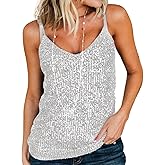 lime flare Women Sexy Sparkle Shimmer Cami Tank Tops Las Vegas Disco Sequin Camisole