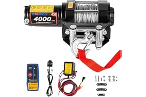 CXRCY 12V 4000 lbs Electric Winch Kits with 3/16"(4.7mm) Diameter x 32.8'(10m) Length Steel Rope ATV/UTV Winch for Towing Off Road Trailer with Wireless Remote Control and Mounting Bracket