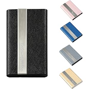 Nozn Personalized Business Card Holder – Custom Engraved PU Leather & Metal Card Case with Magnetic Closure – Slim Profession