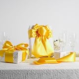 YAAVAAW 22m Thick 10cm Yellow Satin Ribbon Gift Wrap Wedding Car Decor view 4