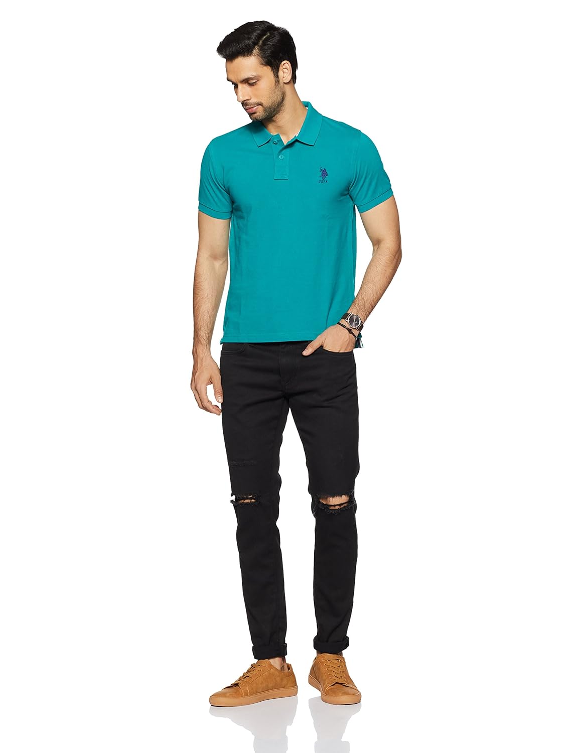 us polo association men's solid regular fit polo