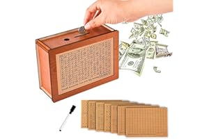 LxcshLjx Cash Vault Wooden Savings Box, Money Saving Box with Counter Money Vault, 10000 Savings Challenge, Wooden Piggy Bank
