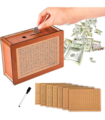 Tirelire D'épargne, Organiseur D'argent Amovible En Bois Avec 3 Compartiments, Liste De Colisage, Banque De Pièces Portable Pour Cadeau De Vacances, Tirelire Pour Chambre À Coucher, Appartement