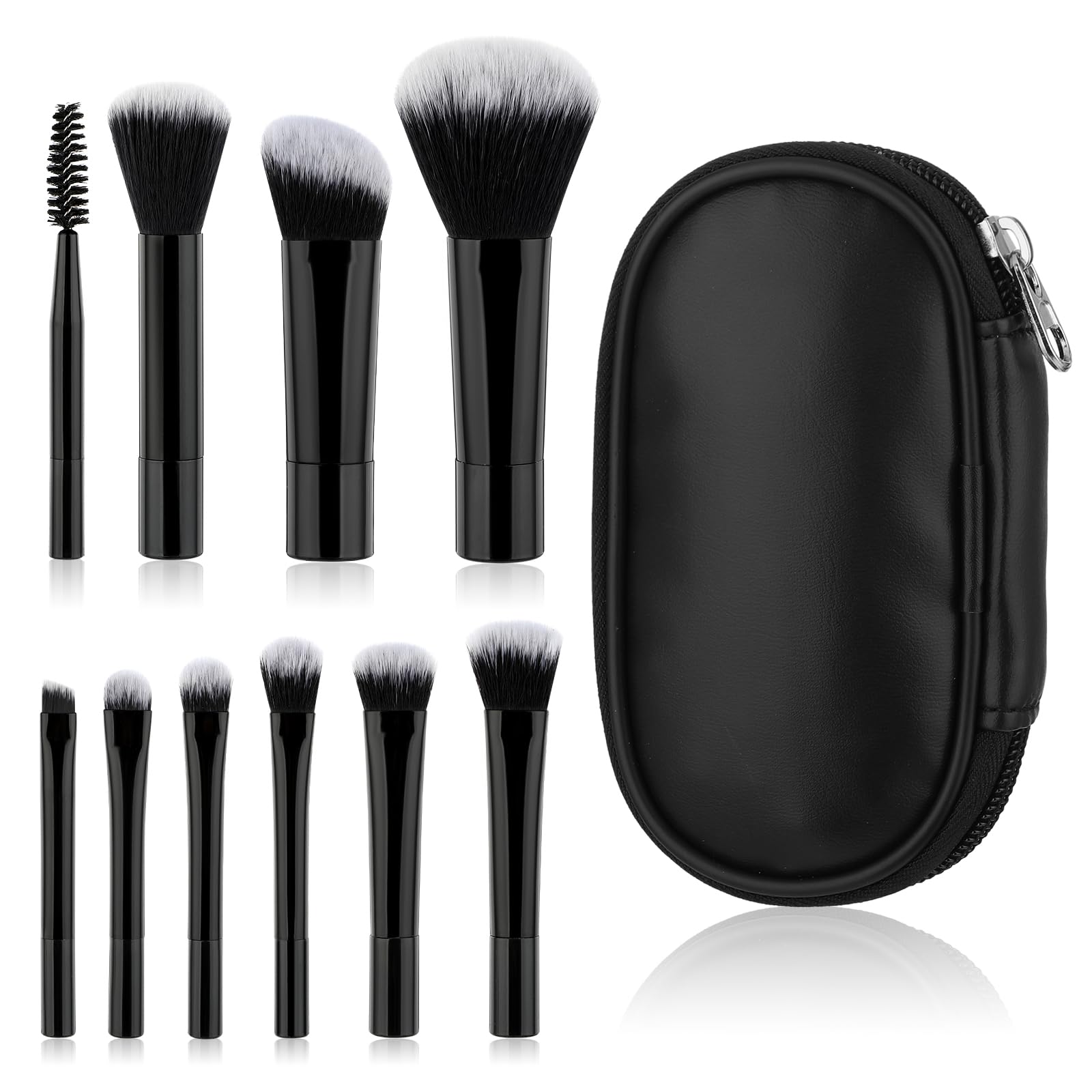 Photo 1 of 10 Pcs Travel Size Makeup Brushes Mini Makeup Brush Set with Pouch Portable On The Go Make up Brush Set Easy-taken Full Complete Function Cosmetic Brushes for Eyeshadow Eye Lipstick Foundation(Black)