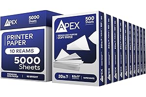 E-CLIPS USA Copy Paper, Printer Paper, 20lb Multipurpose, Printer Paper 8.5 x 11 White, 92 Bright, White Paper, Office Supplies, 500 Sheets Per Ream (10 Reams Case 5000 Sheets)