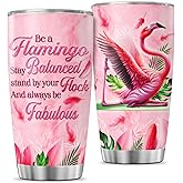 Steel Tumblers Insulated Hot Coffee Stainless Handle, Flamingo Stay Balance, Tumbler 20 Oz With Lid And Straw, Flamingo Gifts