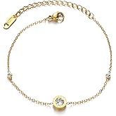 BXDA Roman Numeral Rhinestone Link Bracelet for Women, Dainty Adjustable Cubic Zirconia Stackable Chain Summer Beach Jewelry Gift.