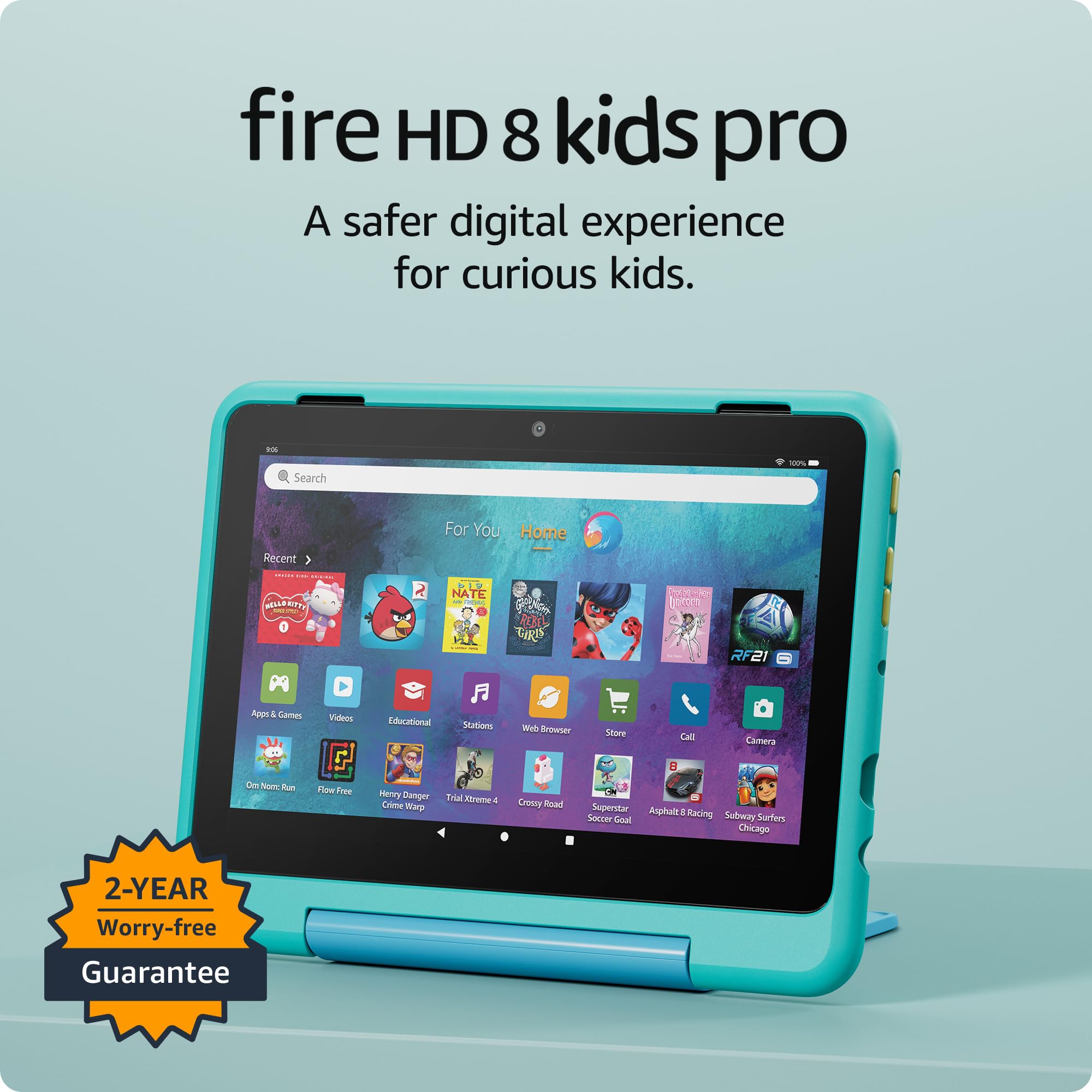 Amazon Fire HD 8 Kids Pro tablet (newest model), ages 6-12. Bright 8