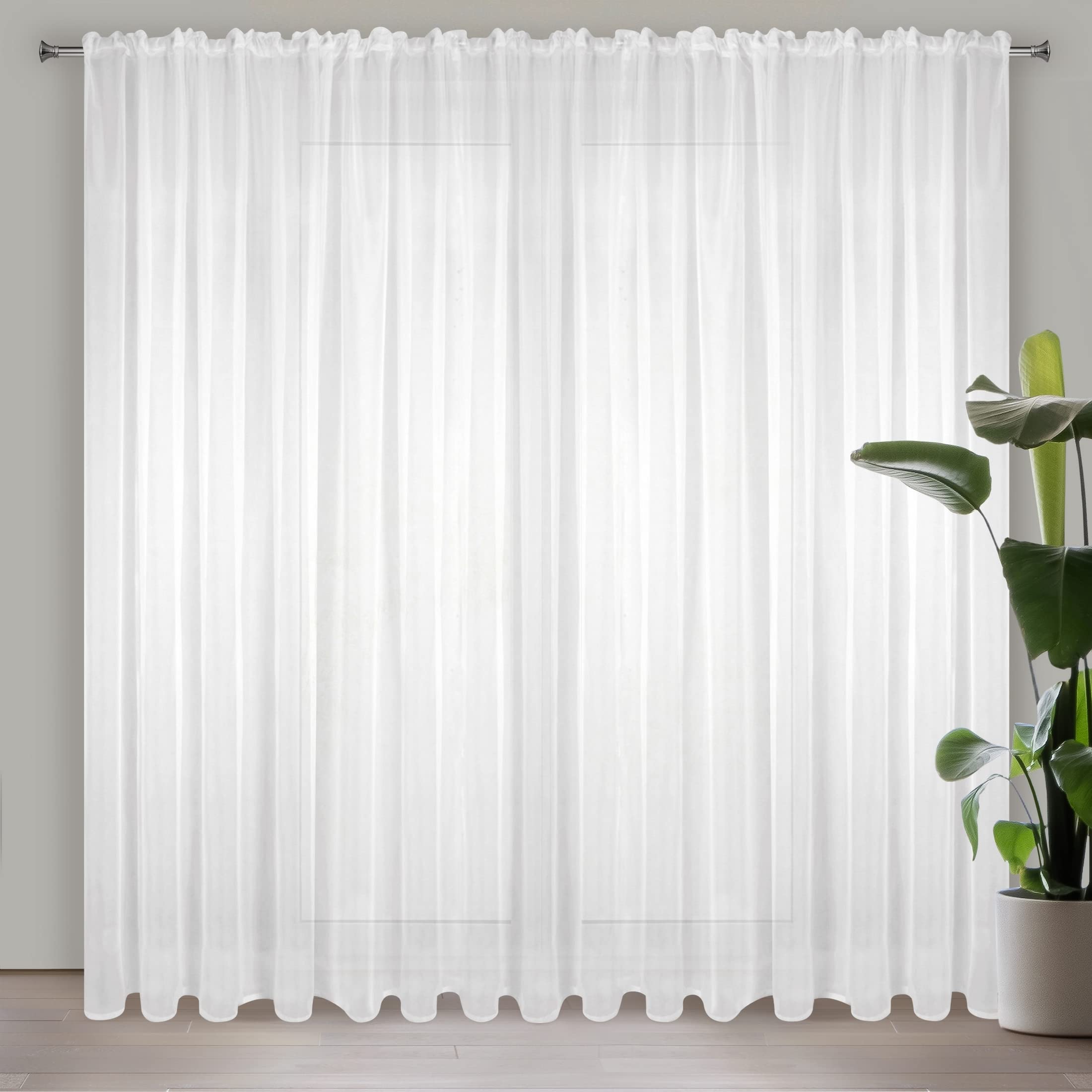Eurofirany LUCY Voile Curtain, Sheer Curtain with Rufflette Tape - 1 Unit, Bedroom, Living Room, Kitchen, White, 200x270 cm — image 1