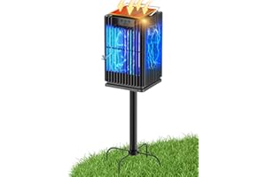 Solar Bug Zapper Outdoor, Waterproof Mosquito Zapper with Ground Stake, Cordless 4200V Electric Fly Zapper w/Smart Light Sens