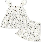 SANMIO Toddler Girl Clothes Summer Baby Girl Cute Sleeveless Tank Tops with Bow and Ruffled Shorts 2Pcs Outfits Set