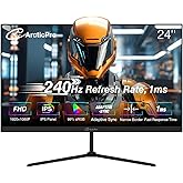 ArcticPro 24 inch Gaming Monitor 240Hz, FHD 1080p, IPS Panel, 1ms Response Time, Adaptive sync, PC Computer Monitor, 3-Sided Frameless, Ultra Slim, 120% sRGB, Bluelight Filter, HDMI & DP Ports,Black
