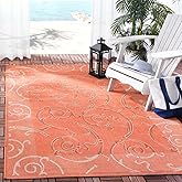 SAFAVIEH Courtyard Collection 6'7" x 9'6" Terracotta / Cream CY7108 Indoor/ Outdoor Waterproof Easy Cleaning Patio Backyard M