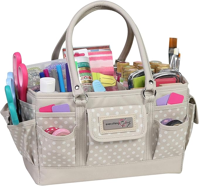 Amazon.com: Everything Mary Craft Bag Organizer Tote, Tan Dot - Storage
