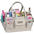 Everything Mary Craft Bag Organizer Tote, Tan Dot - Storage Art Caddy for Sewing & Scrapbooking - Crafts Supply Carrier for Supplies & Tools - Organization for School, Medical, Office