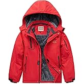 WULFUL Boy's Waterproof Ski Jacket Warm Fleece Hooded Winter Snow Coat