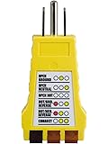 Power Gear 3 Wire Receptacle Tester, Outlet Tester, 6 Visual Indications, Light Indicator, UL Listed, Yellow, 50542