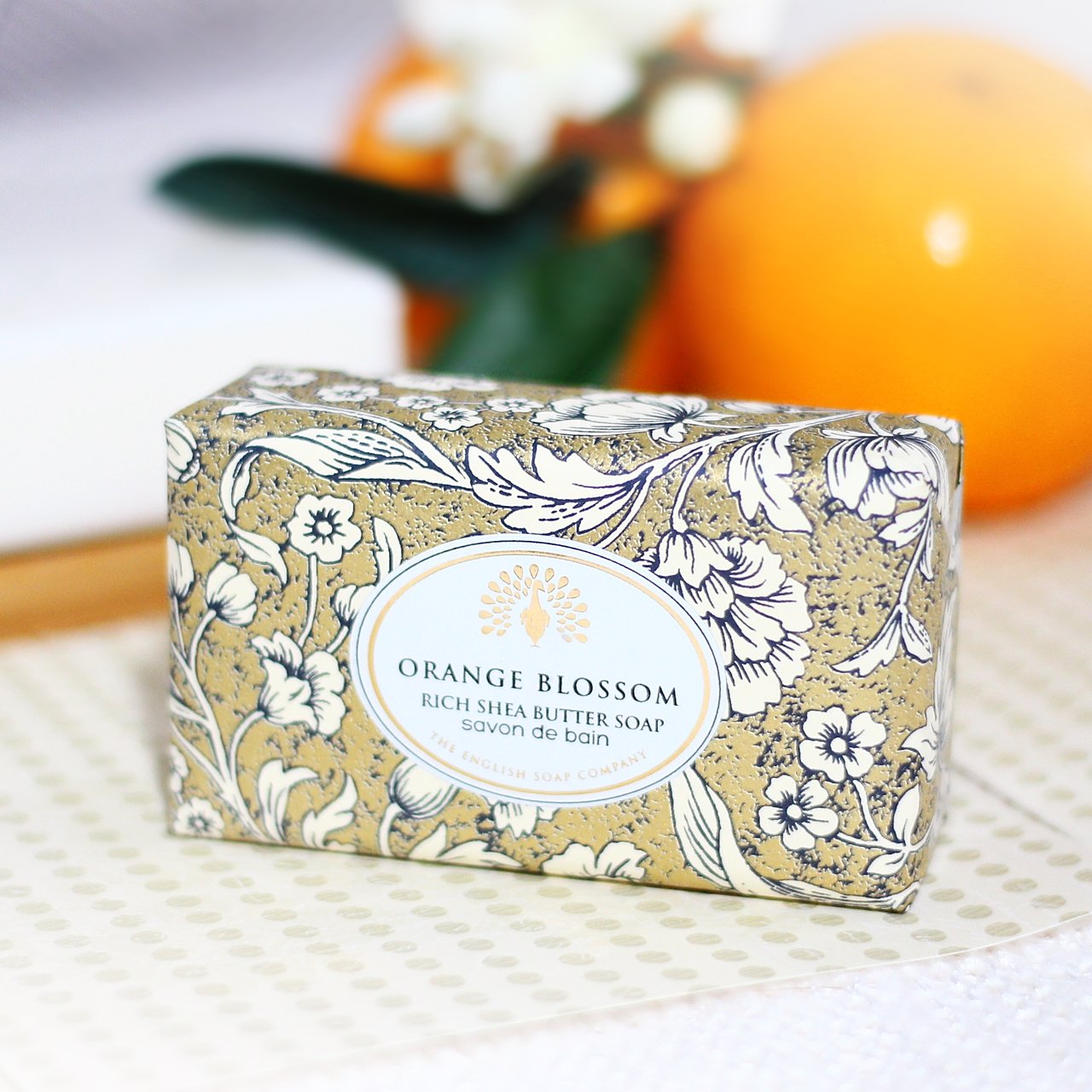 The English Soap Company Heritage Orange Blossom Soap Bar - Luxury Moisturising Shea Butter Soap with Fresh Citrus Neroli Fragrance - Vegan Friendly Gift - 190g