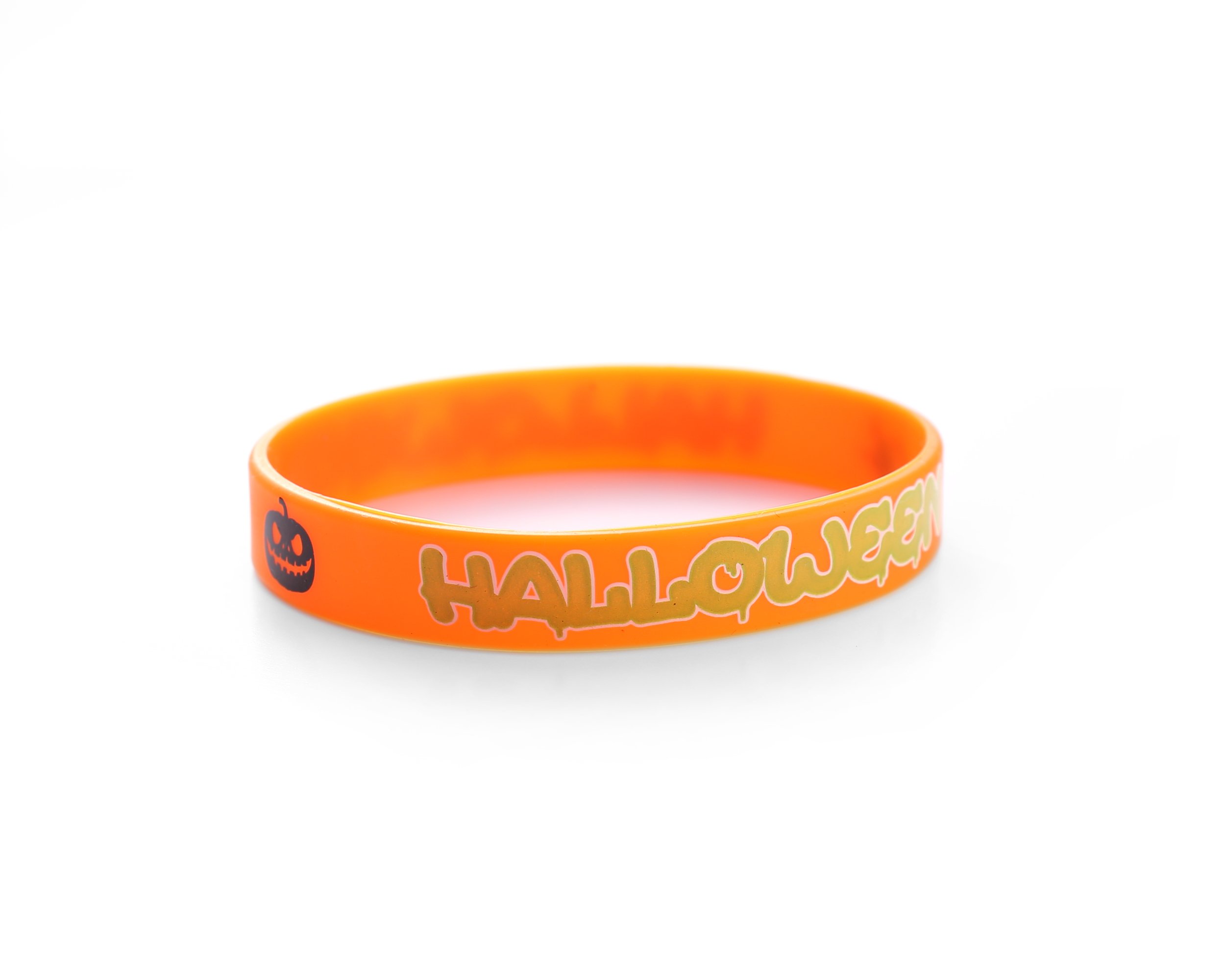 Komonee Halloween Trick Or Treat Orange Silicone Wristbands (Pack of 10)