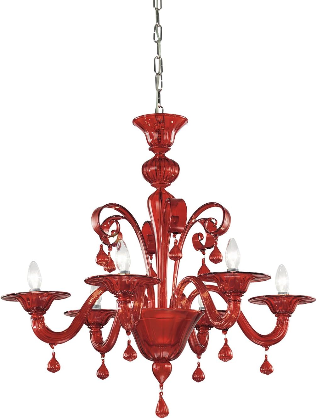 Rossini Lighting a.10470 – 30 Murano Glass Chandelier E14, 42 W, Red