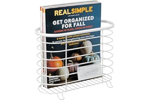 mDesign Steel Magazine Holder Storage Organizer Bin - for Bathroom, Living Room, Home Office Organization - Holds Papers, Books, Files, Folders - Omni Collection - White