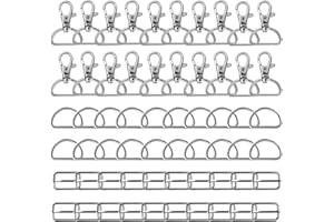 Ewparts 60 Pack Key Chain Clip Hooks Swivel Snap Hooks Clasp for Lanyard Clips with D Rings 1 inch Slide Buckle Metal Ring fo