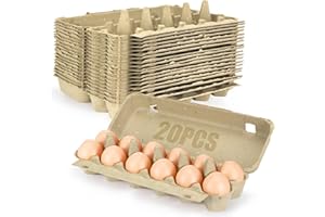 Lechay 20 Pcs Egg Cartons Cheap Bulk, 2x6 Eggs 12 count Pulp Paper Egg Tray Egg Tray Container for Supermarkets, Kitchen, Vegetable Markets