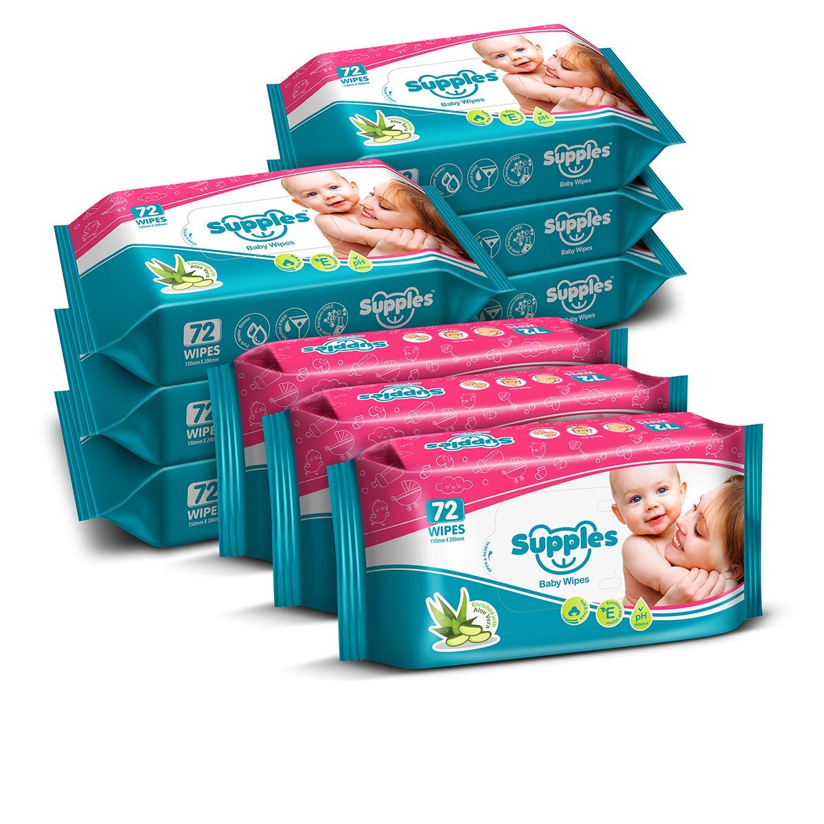 Baby Wet Wipes – 72 Wipes/Pack (Pack of 9)