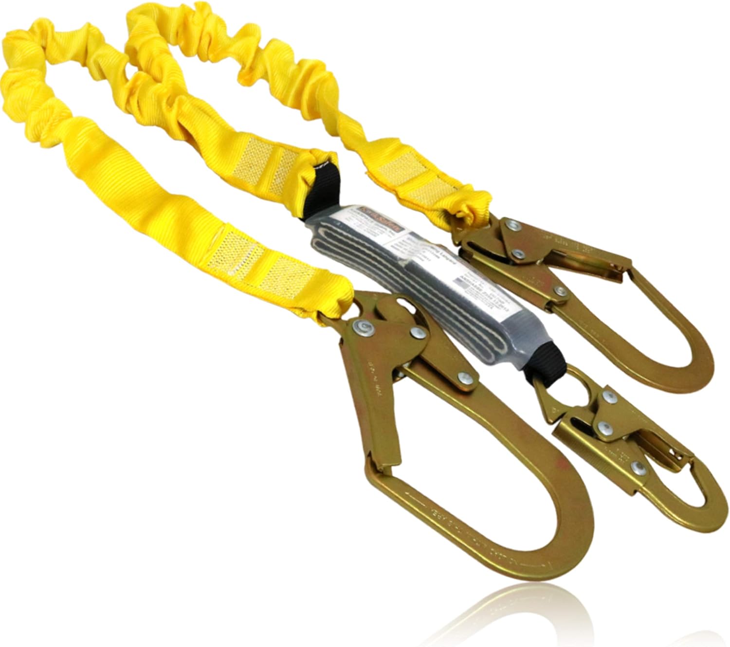 KwikSafety (Charlotte, NC) PYTHON | Double Leg 6ft Tubular Stretch Safety Lanyard | OSHA ANSI Fall Protection | EXTERNAL Shock Absorber | Construction Arborist Roofing | Snap & Rebar Hook Connector - - 