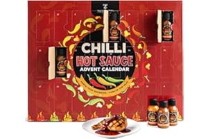 TILZ COLLECTION Hot Sauce Advent Calendar 2025-24 Days Chilli Sauce Advent Calendar 2025 Men, Non-chocolate Women Chilli Challenge Hot Sauce (Red)
