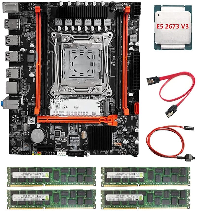 CIWEI X99H Motherboard E5 2673 V3 CPU 4x4G DDR3 RAM LGA2011-V3 ECC M.2 NVME