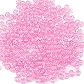 Gxueshan 1000 Pcs Acrylic Plastic Transparent Pink Pony Beads 6x9mm Large Hole Pens Hair Braiding Bulk Kandi Beads for Friendship Bracelet Necklace Jewelry Making Kit