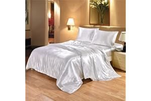 ABP Collection Duvet Cover - White Duvet Cover King Size 94X104 King/Cal King Size With Zipper Closure & Corner Ties, Ultra Soft Silky Satin Comforter Cover (1 Pieces Duvet Cover)
